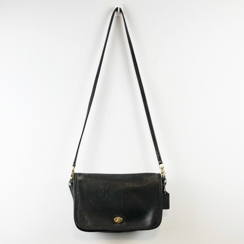 Coach Vintage Convertible Soft Black Leather Crossbody Shoulder Bag USA